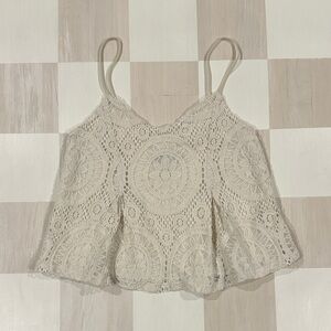 american eagle white crochet lace boho tank top